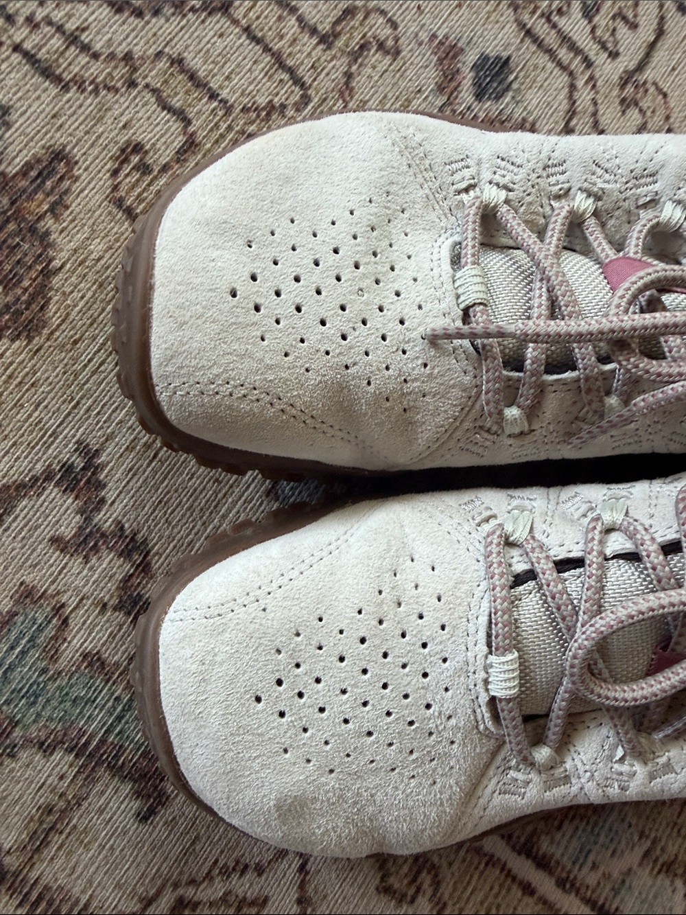 Merrell Women's Light Gray Suede Lace-Up Sneakers with Pink Accent - Picture 8 of 8